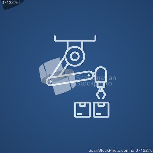 Image of Robotic packaging line icon.