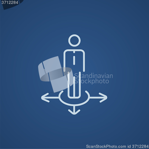 Image of Businessman in three ways line icon.