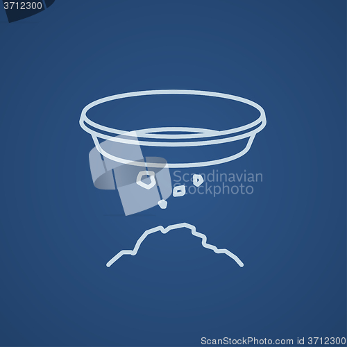 Image of Bowl for sifting gold line icon.