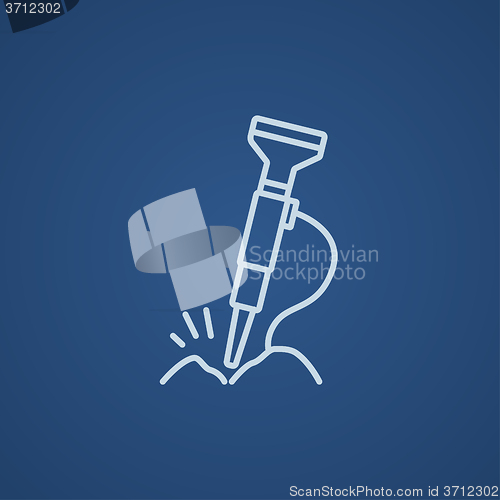 Image of Pneumatic hammer drill line icon.