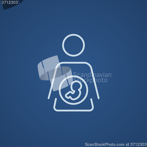 Image of Baby fetus in mother womb line icon.