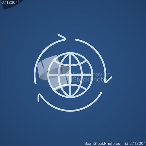 Image of Globe with arrows line icon.