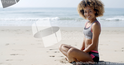 Image of Young Sporty Girl On The Beach