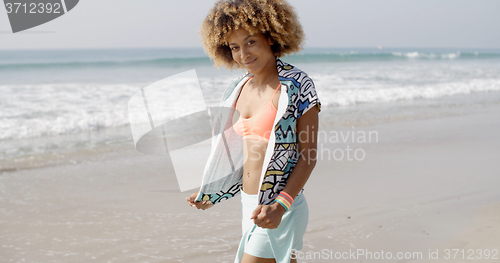 Image of Girl Resting On Exotic Beach In Summer