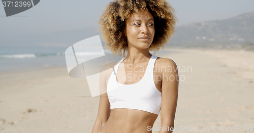 Image of Portrait Of Attractive Woman On The Beach.