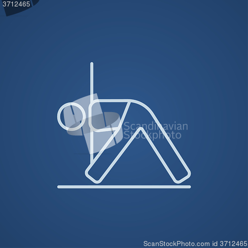 Image of Man practicing yoga line icon.