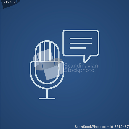 Image of Microphone with speech square line icon.