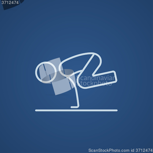 Image of Man practicing yoga line icon.