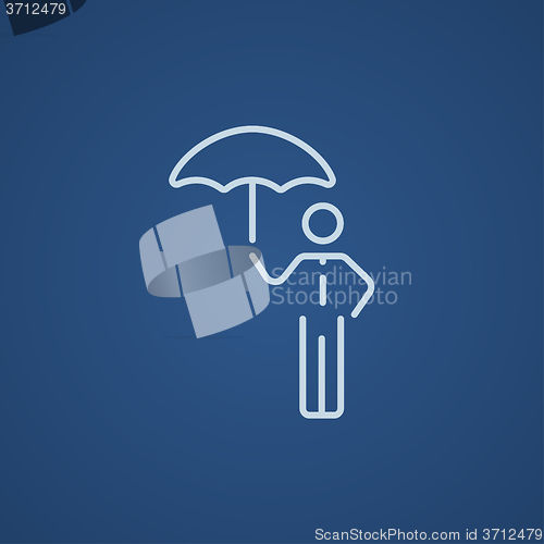 Image of Businessman with umbrella line icon.