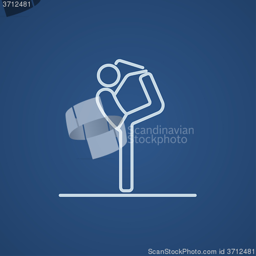Image of Man practicing yoga line icon.