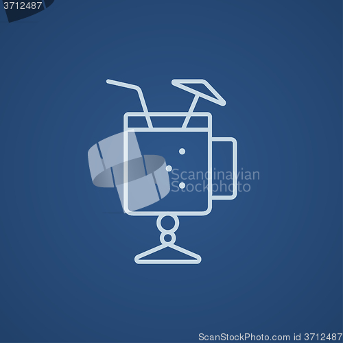 Image of Glass with drinking straw and umbrella line icon.