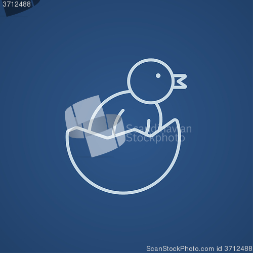 Image of Chick peeking out of egg shell line icon.