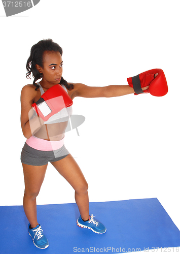 Image of Boxing woman during exercise.