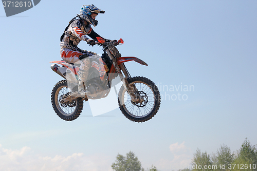 Image of ARSENYEV, RUSSIA - AUG 30: Rider participates in the  round of t