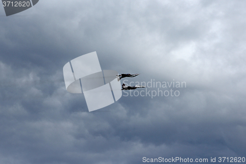Image of BARNAUL, RUSSIA - AUGUST 16, 2015: Aerobatic Team Russian Knight