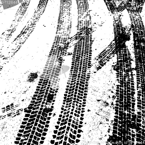 Image of Grunge background with black tire track. illustration