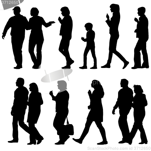 Image of Black silhouettes of beautiful mans and womans on white 