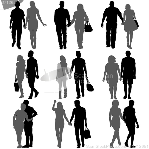 Image of Couples man and woman silhouettes on a white background. illustration