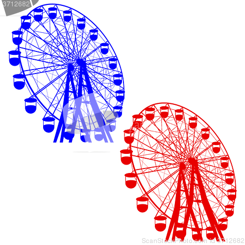 Image of Silhouette atraktsion colorful ferris wheel. illustration