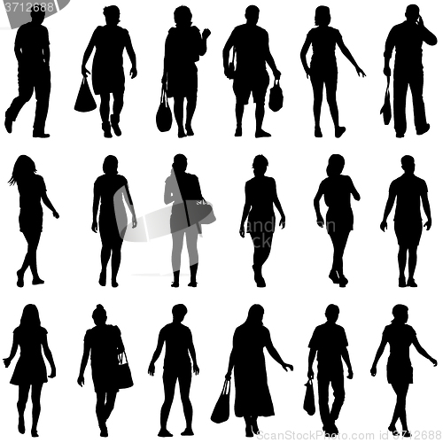 Image of Black silhouettes of beautiful mans and womans on white 