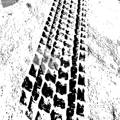 Image of Grunge background with black tire track. 