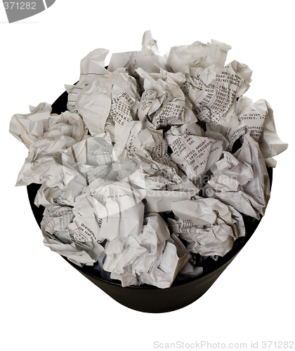 Image of Wastepaper basket full of crumpled paper

