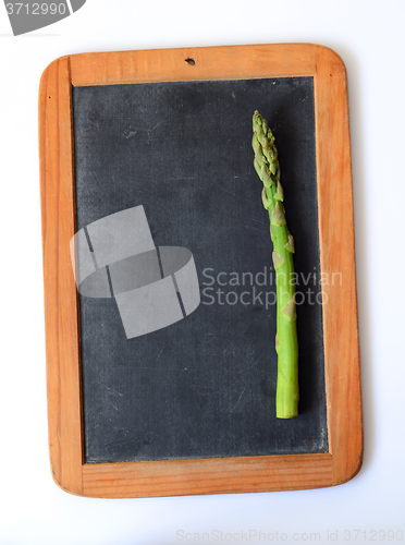 Image of Blank Chalkboard with Fresh Asparagus