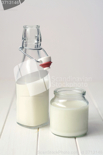 Image of Milk in a glass bottle