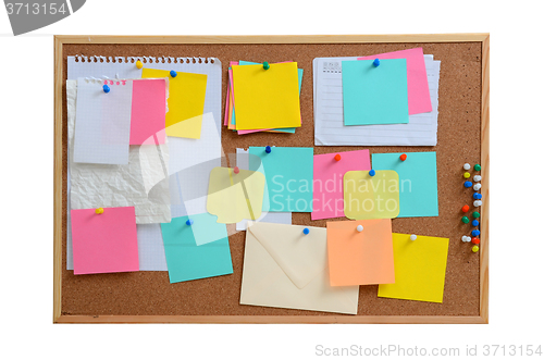 Image of Blank notes pinned into brown corkboard