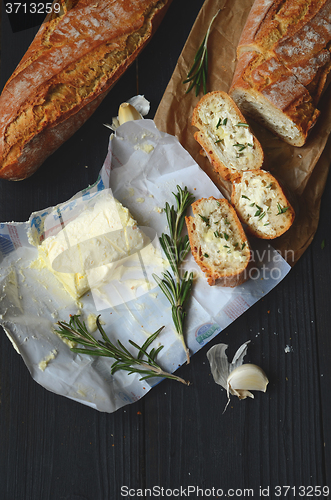 Image of garlic bread with rosemary