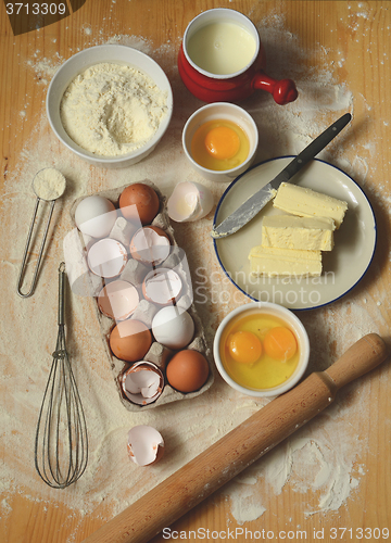 Image of baking ingredients on a table