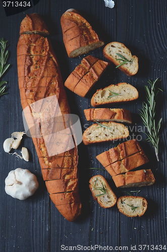 Image of garlic bread with rosemary