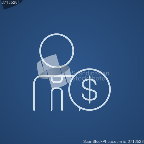 Image of Man with dollar sign line icon.
