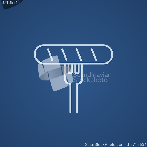 Image of Sausage on fork line icon.