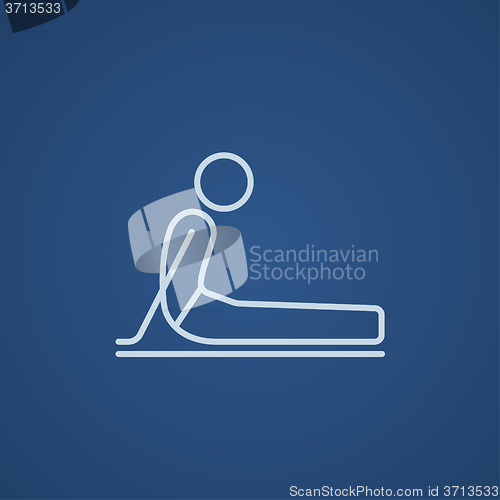 Image of Man practicing yoga line icon.