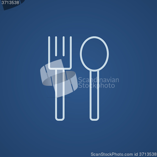 Image of Spoon and fork line icon.