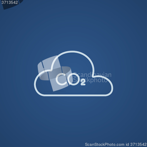 Image of CO2 sign in cloud line icon.