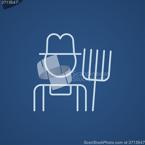 Image of Farmer with pitchfork line icon.