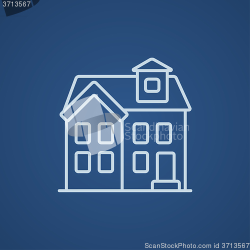 Image of Two storey detached house line icon.