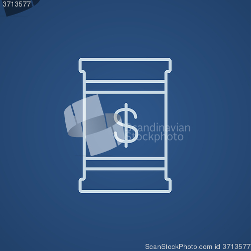 Image of Barrel with dollar symbol line icon.