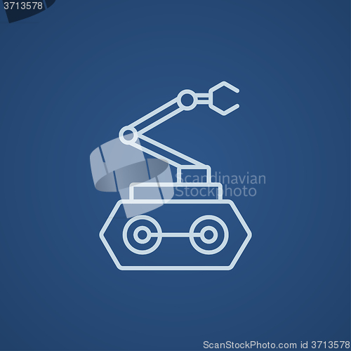 Image of Industrial mechanical robot arm line icon.