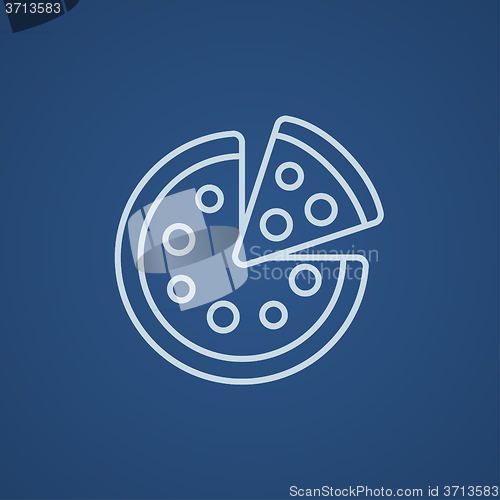 Image of Whole pizza with slice line icon.