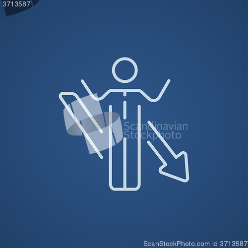 Image of Businessman with arrow down line icon.