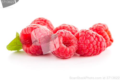 Image of Raspberries with leaves