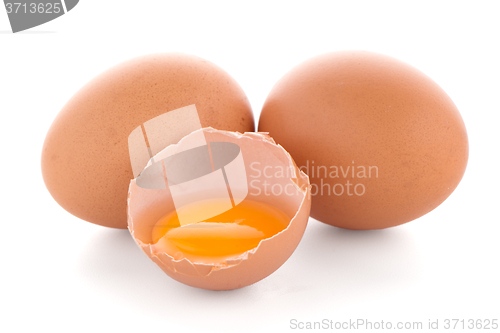 Image of Raw eggs isolated on white