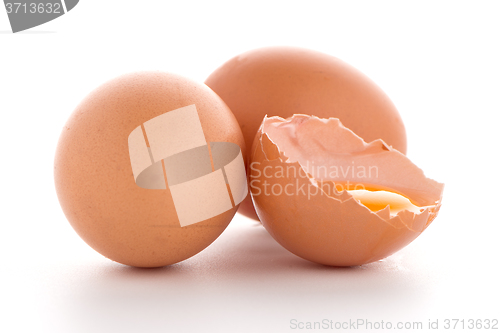 Image of Raw eggs isolated on white