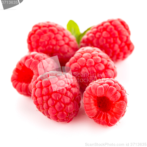 Image of Raspberries with leaves