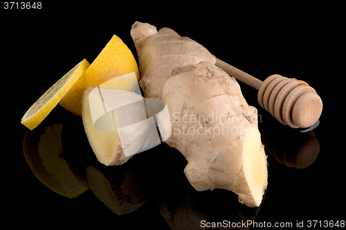 Image of Ginger root on black