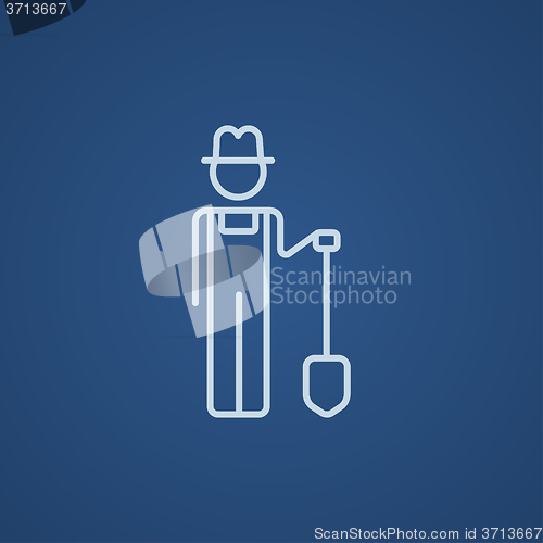 Image of Farmer with shovel line icon.