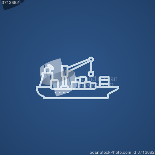 Image of Cargo container ship line icon.